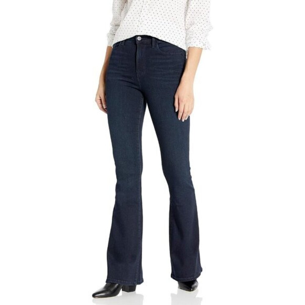Sanctuary High Rise Flare Jean Nighthawk Dar Blue Wash Demi Boot SZ 24 NEW